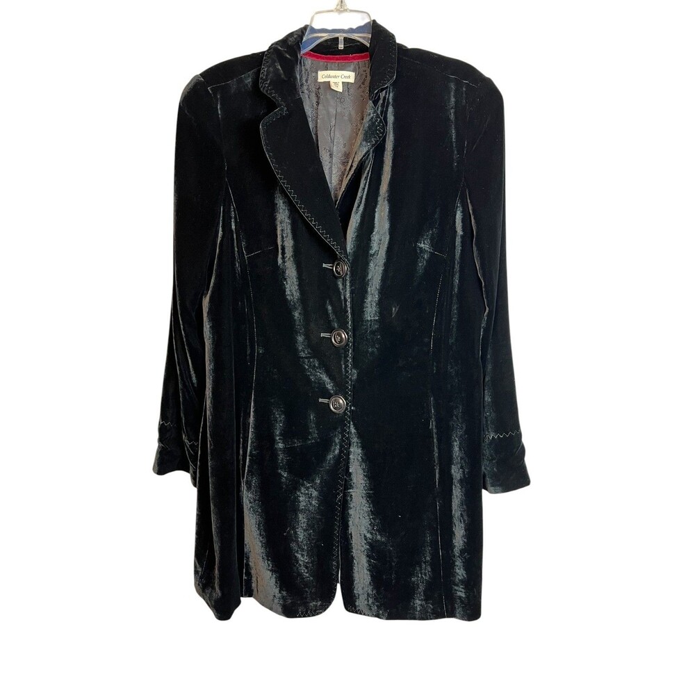 Coldwater Creek Black Velvet Longer Collar Blazer  Size 14  Romantic Whimsygoth